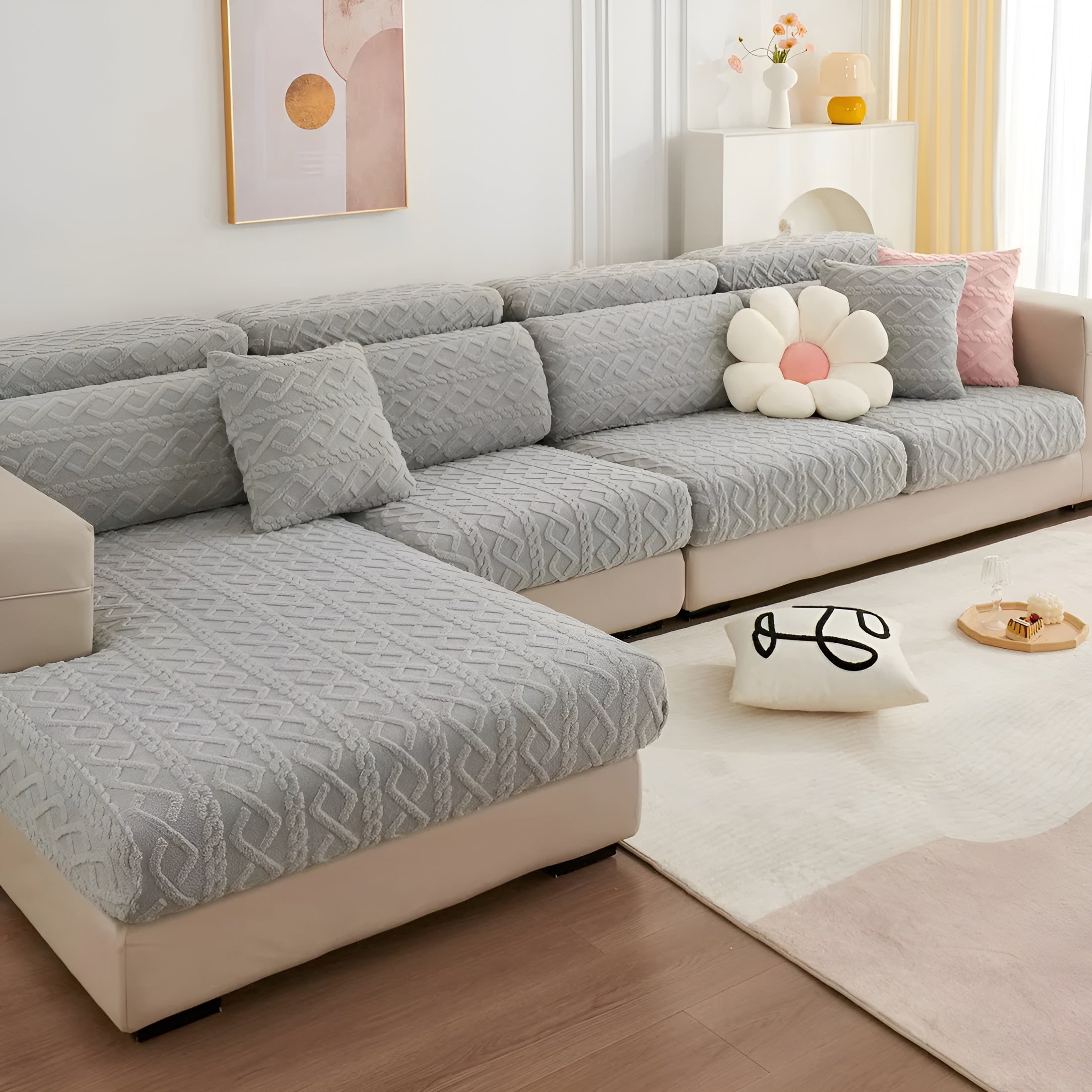 Fløjl Sofabetræk med Diamantmønster – Elegant Beskyttelse til Sofaer, Ideel til Hjem med Børn og Kæledyr 0