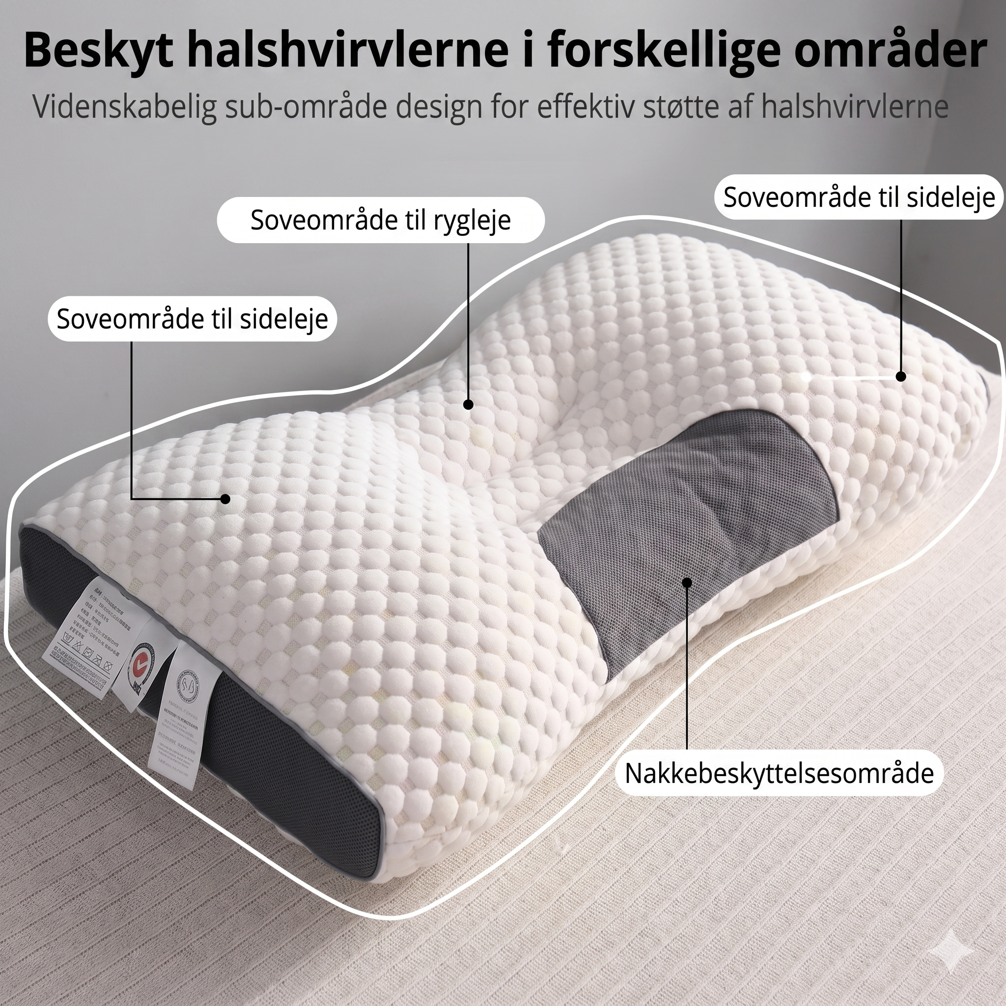 Ortopædisk Pude i Memory-Skum – Optimal Støtte til Nakke og Ryg | Forbedrer Søvnkvaliteten og Komforten