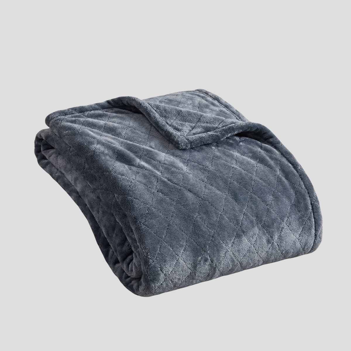 Blødt grå velour hyggetæppe til seng og sofa
