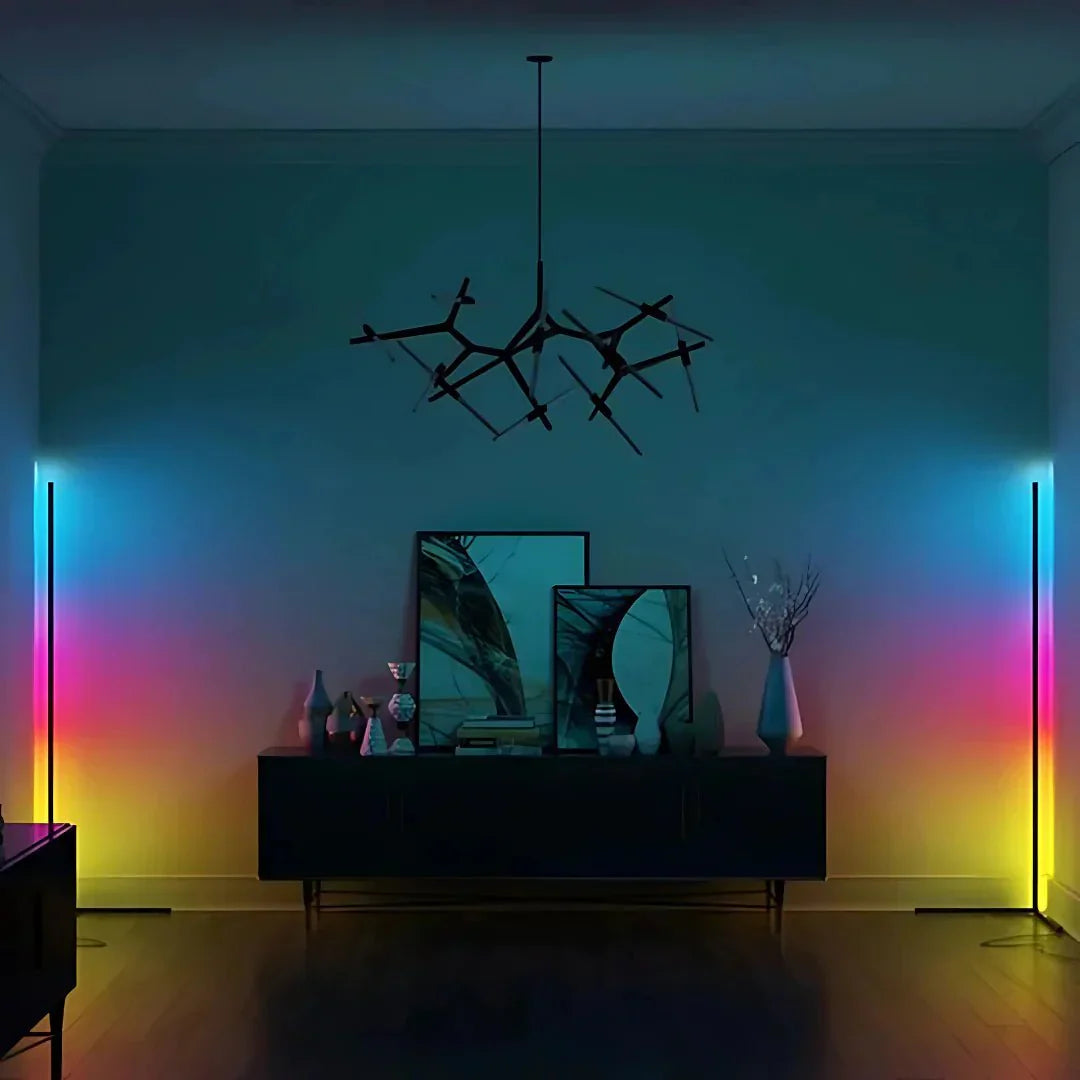 Hjørne Elegance Hjørnegulvlampe – Dæmpbar LED med Fjernbetjening for Moderne Atmosfære [hjørnegulvlampe] 1