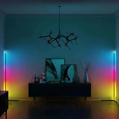 Hjørne Elegance Hjørnegulvlampe – Dæmpbar LED med Fjernbetjening for Moderne Atmosfære [hjørnegulvlampe] 1
