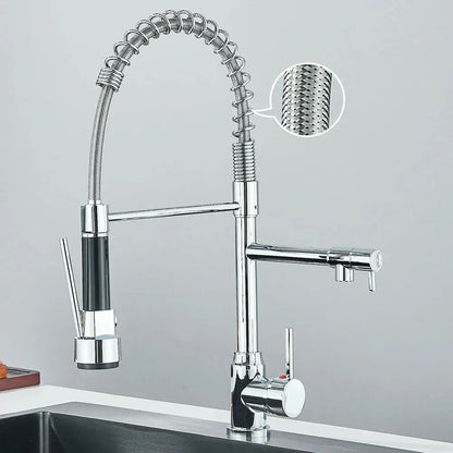 HydroSpout Vandhane – Fleksibel Dobbelt Tud i Rustfrit Stål til Effektiv Køkkenbrug med 360° Rotation 0