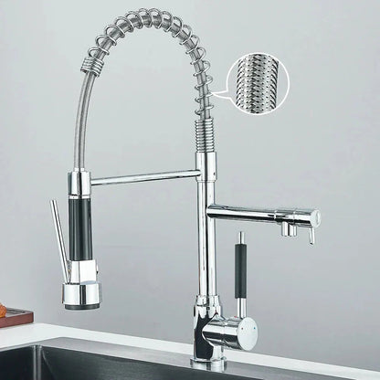 HydroSpout Vandhane – Fleksibel Dobbelt Tud i Rustfrit Stål til Effektiv Køkkenbrug med 360° Rotation 7