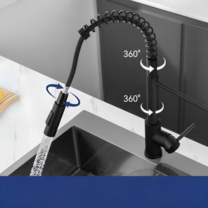 Køkkenarmatur i Rustfrit Stål med Udtræk – Fleksibel Bruser og 360° Rotation til Effektiv Rengøring 4