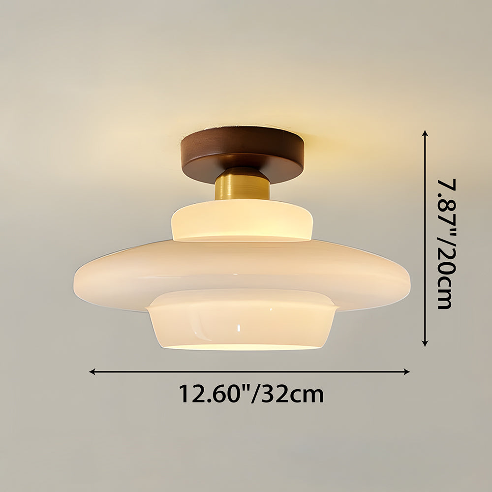 Samlet visning af tre størrelser af valnød loftlampe