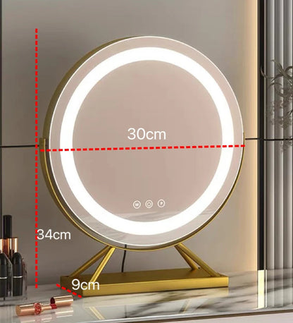 LED Makeup Spejl Med Lys – Justerbar Belysning og 15x Forstørrelse til Præcis Makeup Applikation 0