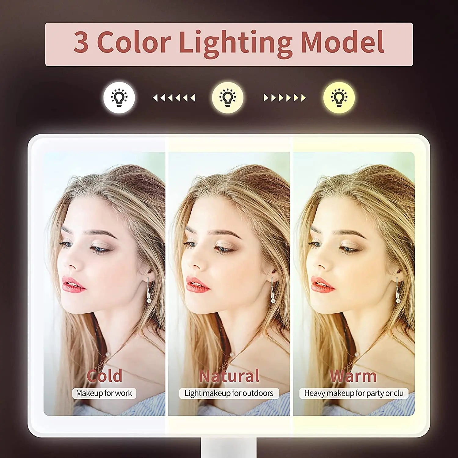 LED Makeup Spejl Med Lys – Justerbar Belysning og 15x Forstørrelse til Præcis Makeup Applikation 3