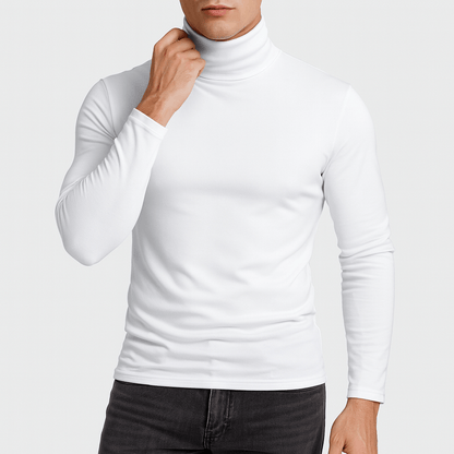 Slim fit rullekrave trøje i stretchbomuld - forfra