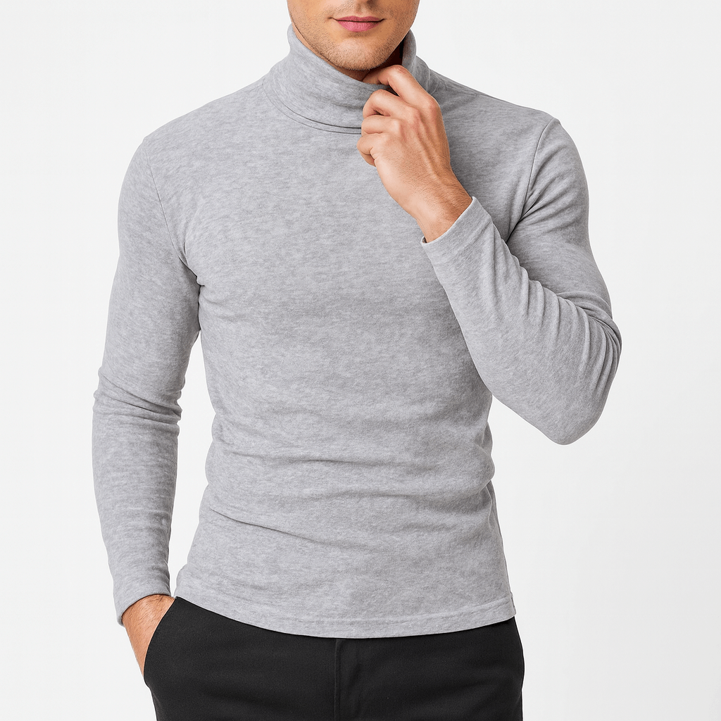 Slim fit rullekrave trøje i stretchbomuld - siden