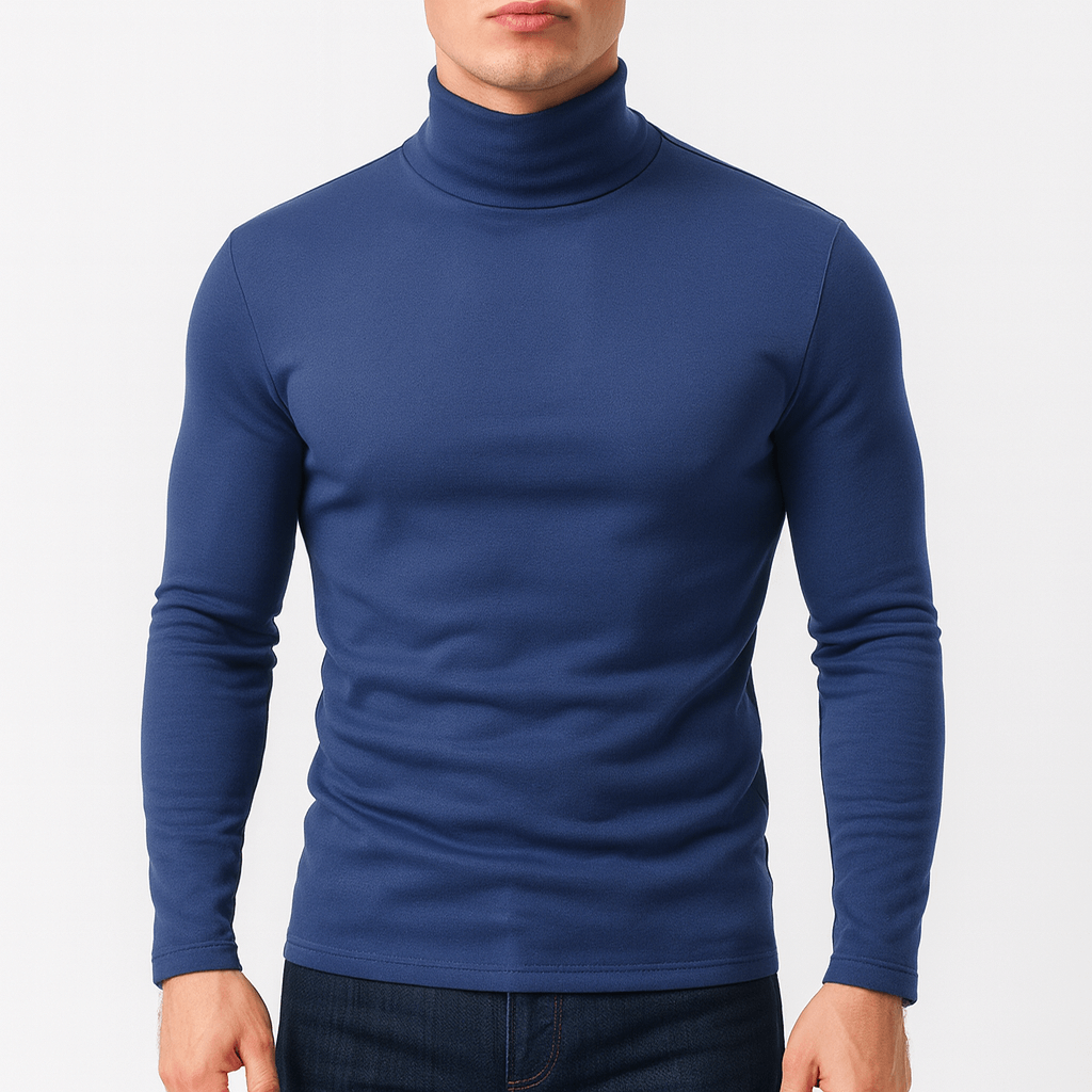 Slim fit rullekrave trøje i bordeaux og mørkegrøn
