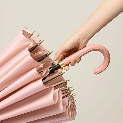 Vindfast lang paraply til kvinder i professionelt design