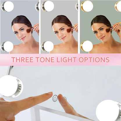 Makeupspejl med lys – Buet LED Spejl med 10x Forstørrelse og Justerbar Lysstyrke til Optimal Makeup Applikation 3