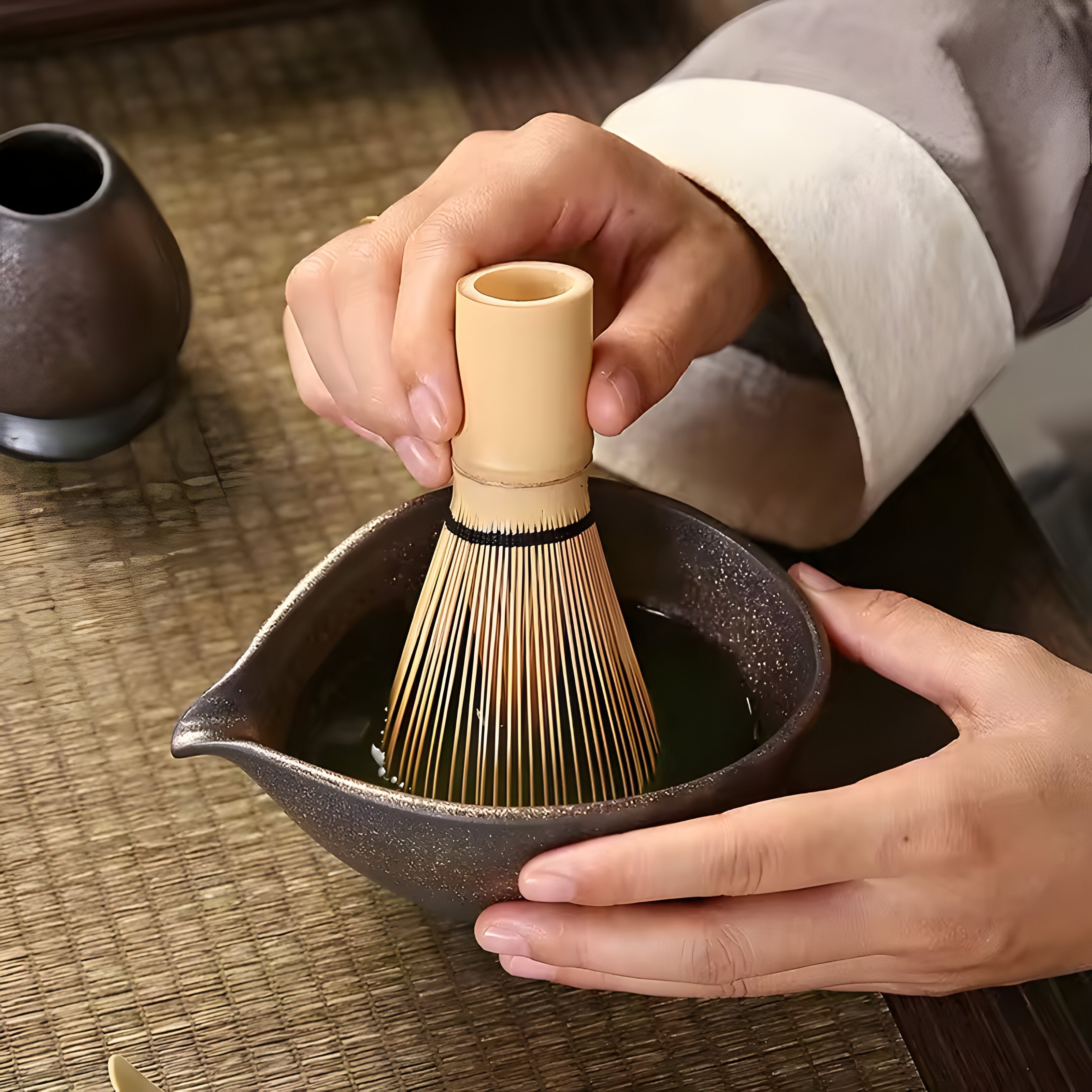 Matcha Sæt – Keramisk og Bambus Tesæt til Traditionel Teoplevelse Hjemme | Alt til Perfekt Matcha-Forberedelse 1