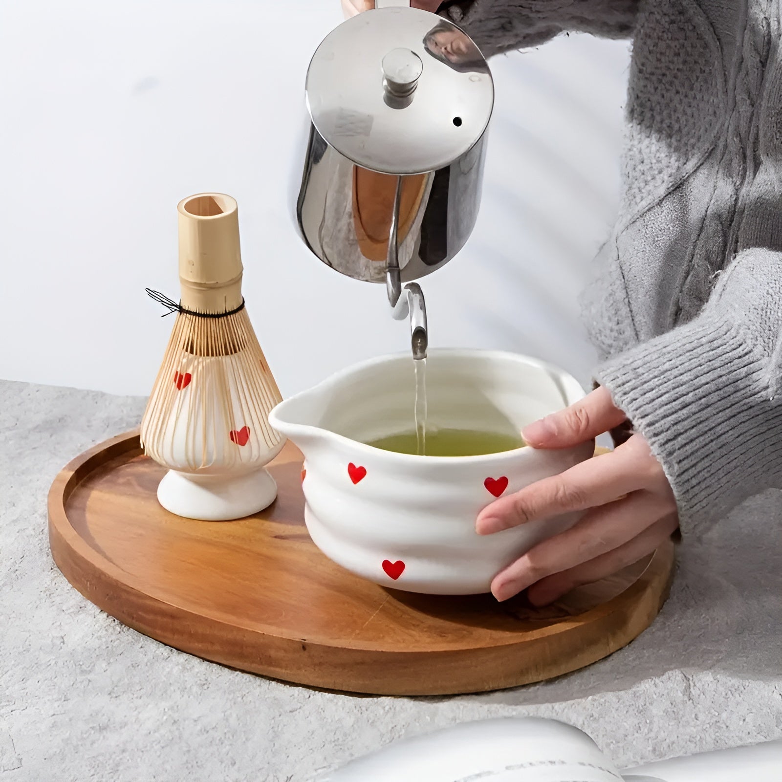 Matcha Sæt i Keramik – Hjerteformet Design til Te Ceremonier og Daglig Brug | Mikrobølgesikker og Unik 7
