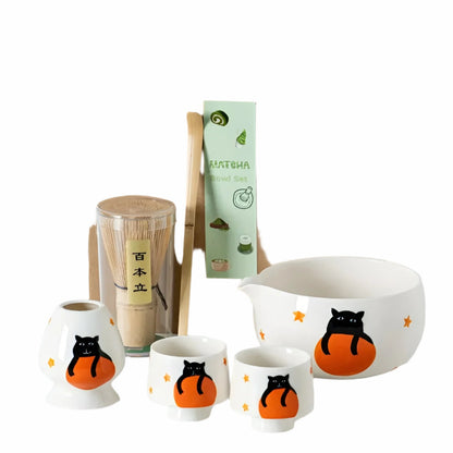 Matcha Sæt med Kattedesign – Fuldt Te Ceremoni Sæt til Teelskere, Ideelt til Nybegyndere og Entusiaster 1