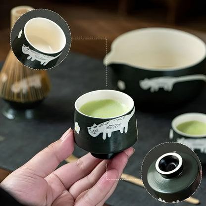 Matcha Sæt med Kattedesign – Fuldt Te Ceremoni Sæt til Teelskere, Ideelt til Nybegyndere og Entusiaster 3