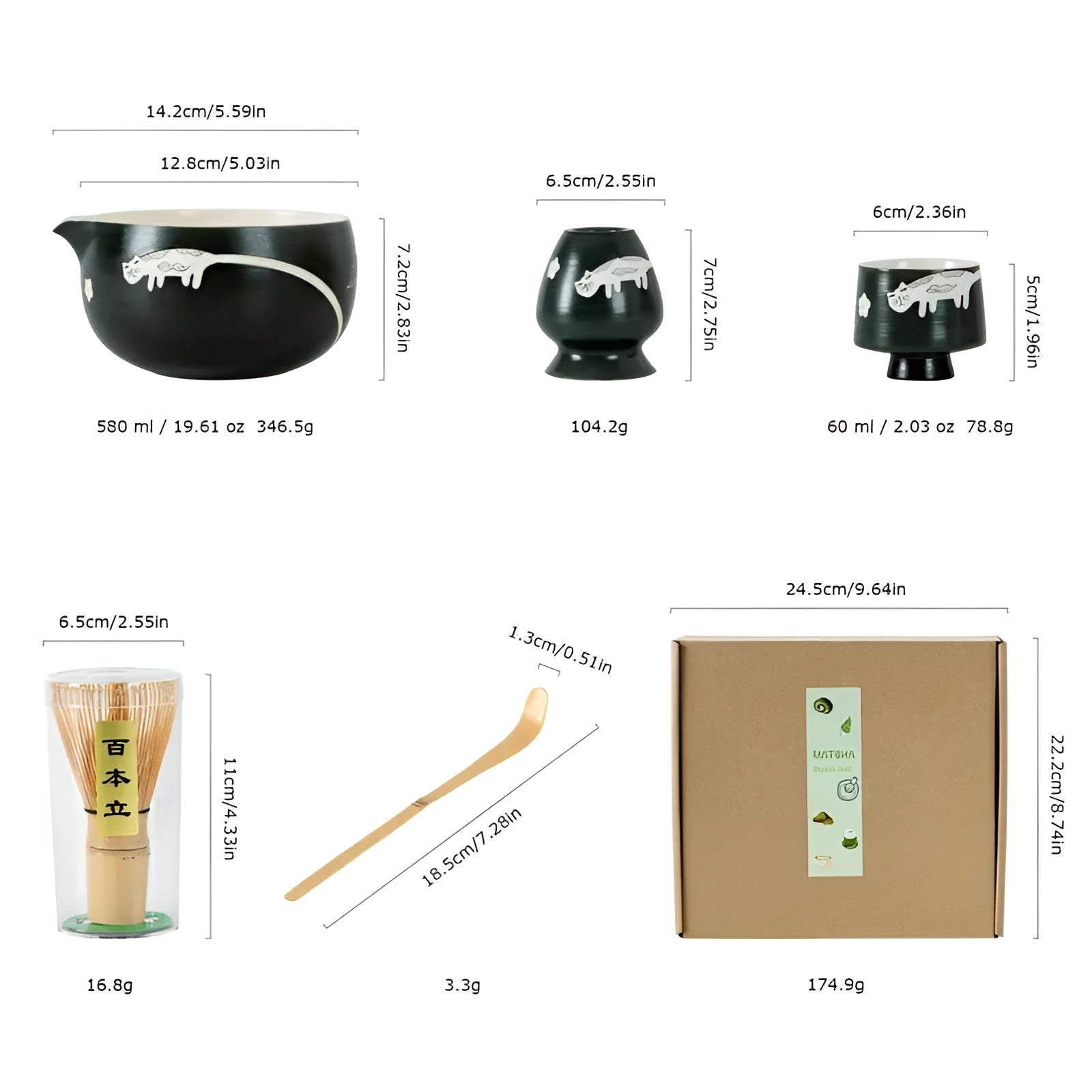 Matcha Sæt med Kattedesign – Fuldt Te Ceremoni Sæt til Teelskere, Ideelt til Nybegyndere og Entusiaster 8
