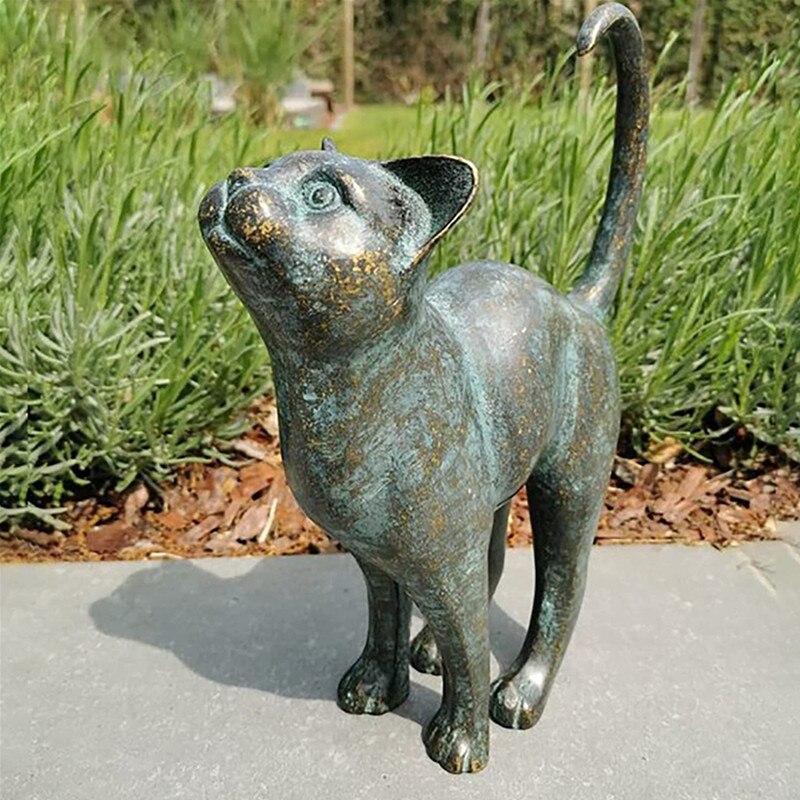 Miauw Aura Katteelskere Havestatuette – Vejrbestandig Polyresin Figur til Have og Terrasse dekorativ kattefigur 4