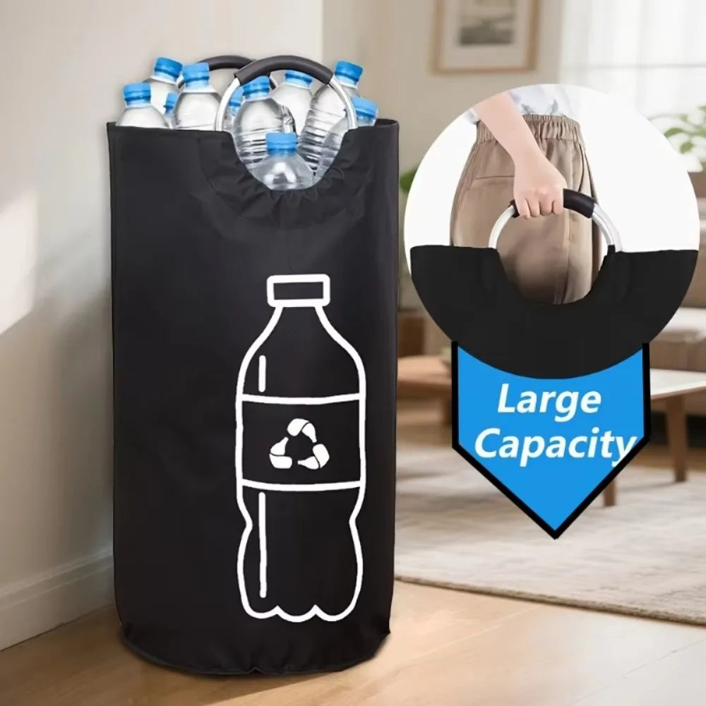 Opbevaringskurv til Tomme Flasker – Foldbar, Holdbart Stof med Aluminiumshåndtag, Ideel til Genbrug og Hjemmeopbevaring 0