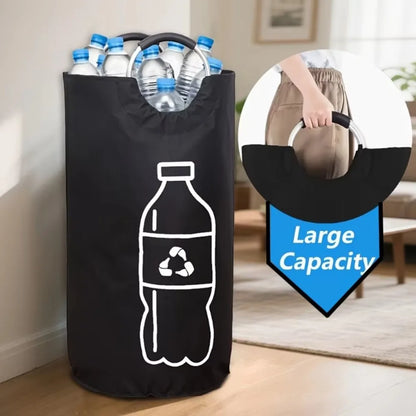 Opbevaringskurv til Tomme Flasker – Foldbar, Holdbart Stof med Aluminiumshåndtag, Ideel til Genbrug og Hjemmeopbevaring 0