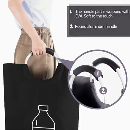 Opbevaringskurv til Tomme Flasker – Foldbar, Holdbart Stof med Aluminiumshåndtag, Ideel til Genbrug og Hjemmeopbevaring 4