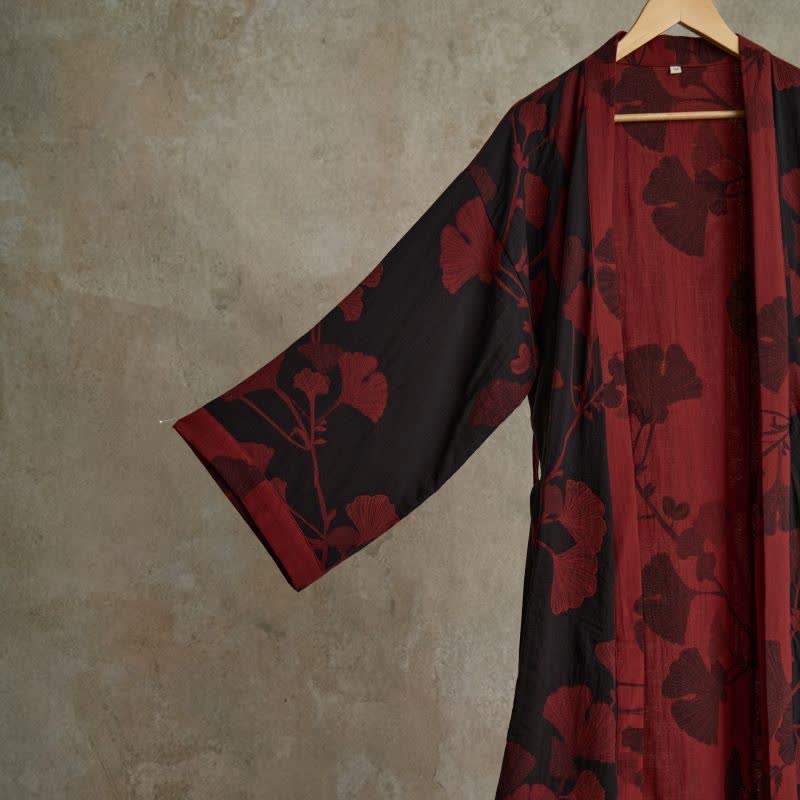 Kimono badekåbe i bomuld – afslappet pasform med vide ærmer