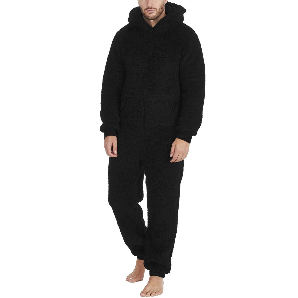 Herre teddy onesie heldragt i blød fleece med hætte