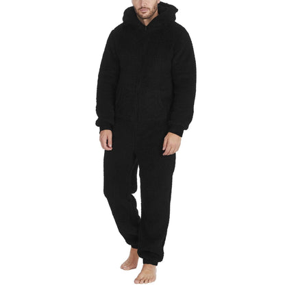 Herre teddy onesie heldragt i blød fleece med hætte