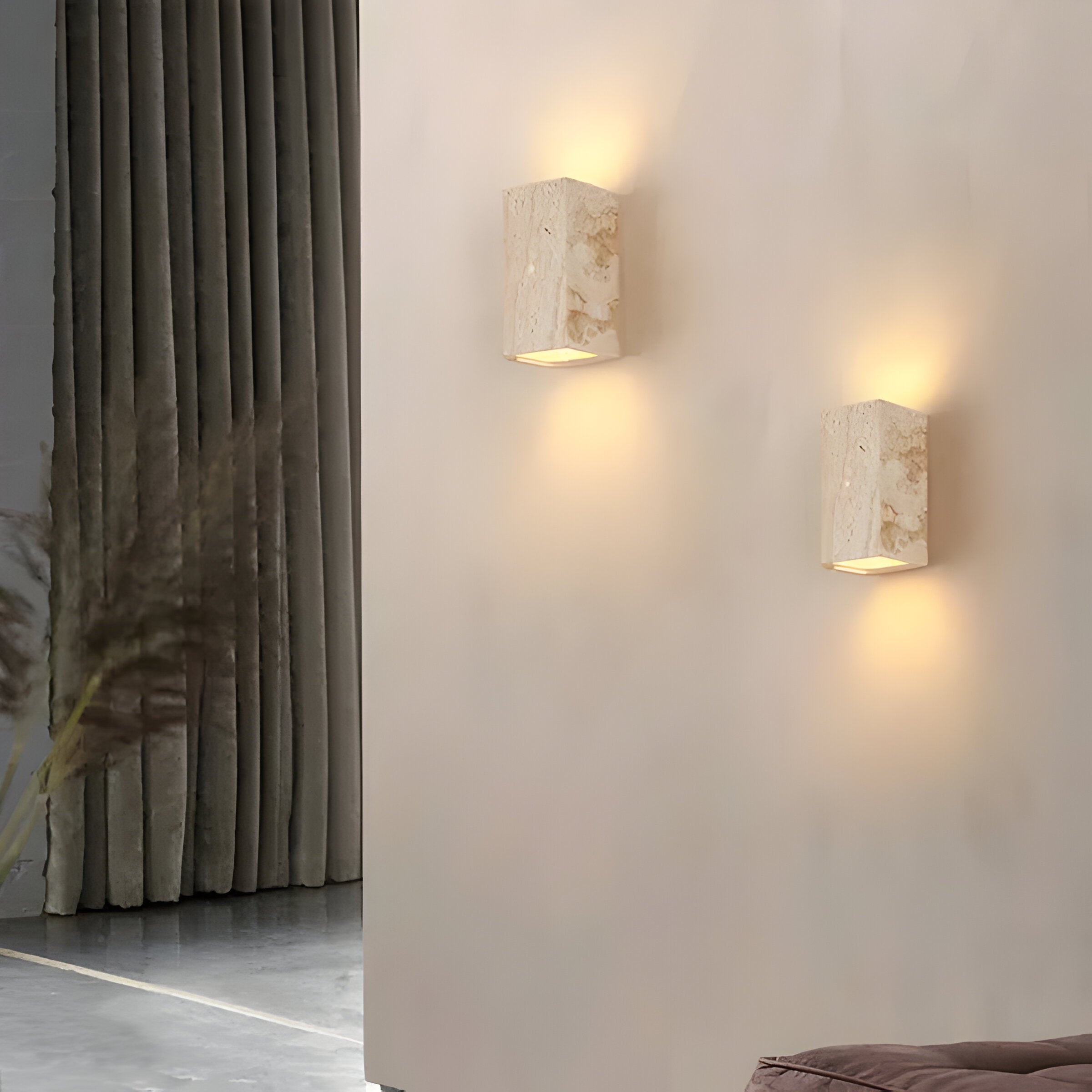 Rektangulær LED Væglampe i Travertin – Elegant Natursten Belysning - Lioren