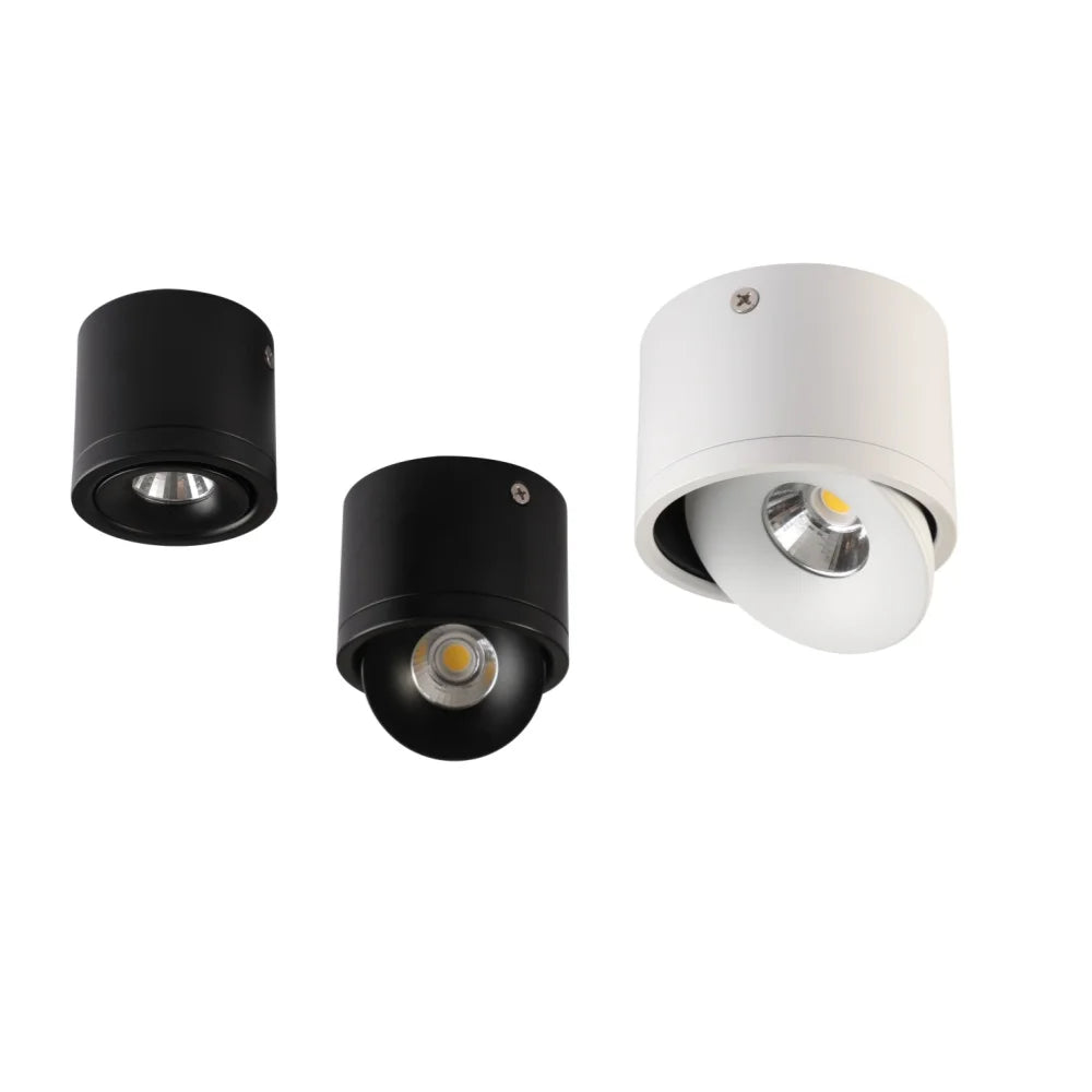 Sammenligning af hvid og sort LED påbygningsspot i aluminium