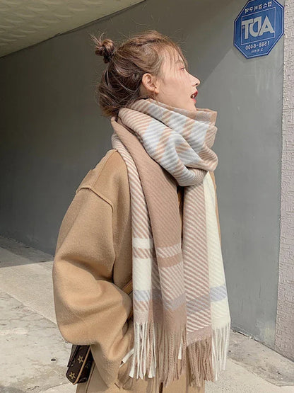 Ternet pashmina sjal i beige – dame og herre