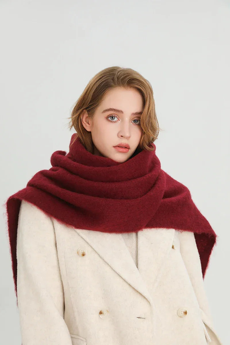 Stort blødt vinterhalstørklæde med kvaster i cashmere-look, 240x38 cm