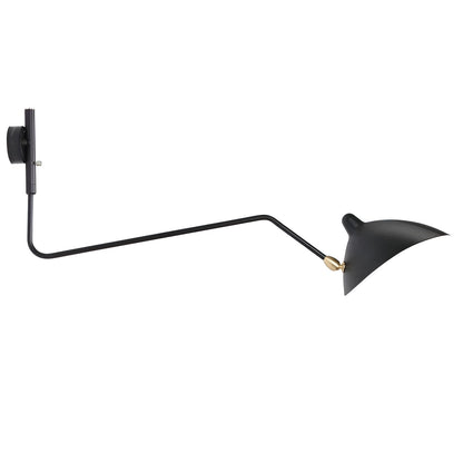 Væglampe med svingarm – detalje af skærm og lyskilde (LED/Edison)