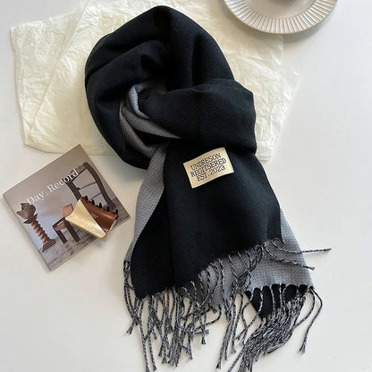 Vintersjal i cashmere-blend draperet som omslagstørklæde – rød