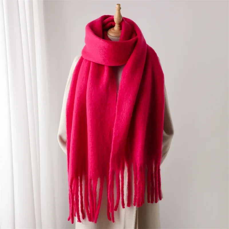 Halstørklæde i lilla cashmere-look til vinter og efterår