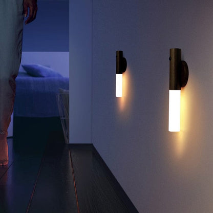 Smart Væglampe med Bevægelsessensor – Energieffektiv LED til Indendørs og Udendørs Brug, Elegant Design i Træ 1