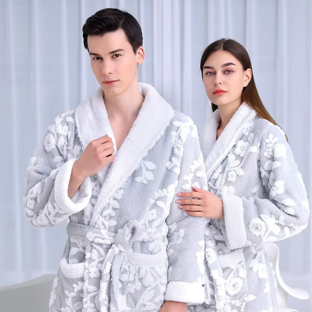 Blød badekåbe med coral fleece-fodering