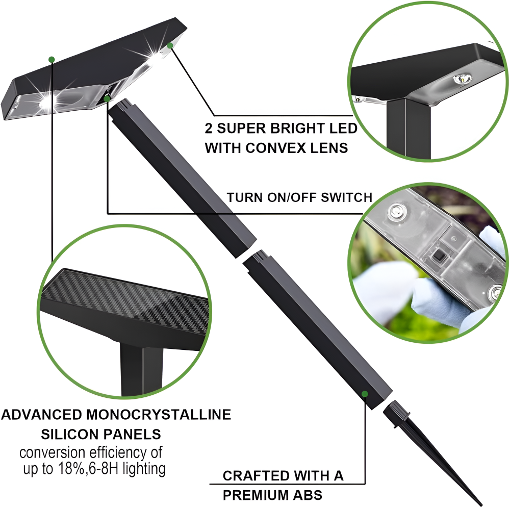 Sole Udendørs Solcellelamper – Elegant Design med Justerbar Højde til Haven [solcellelamper til haven] 5