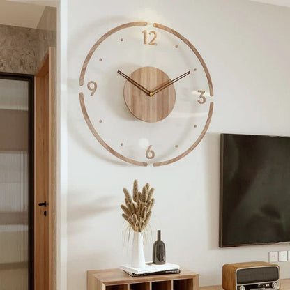 Stort Vægur i Naturligt Træ – Lydløst Design til Stue og Kontor, Skandinavisk Minimalisme 0