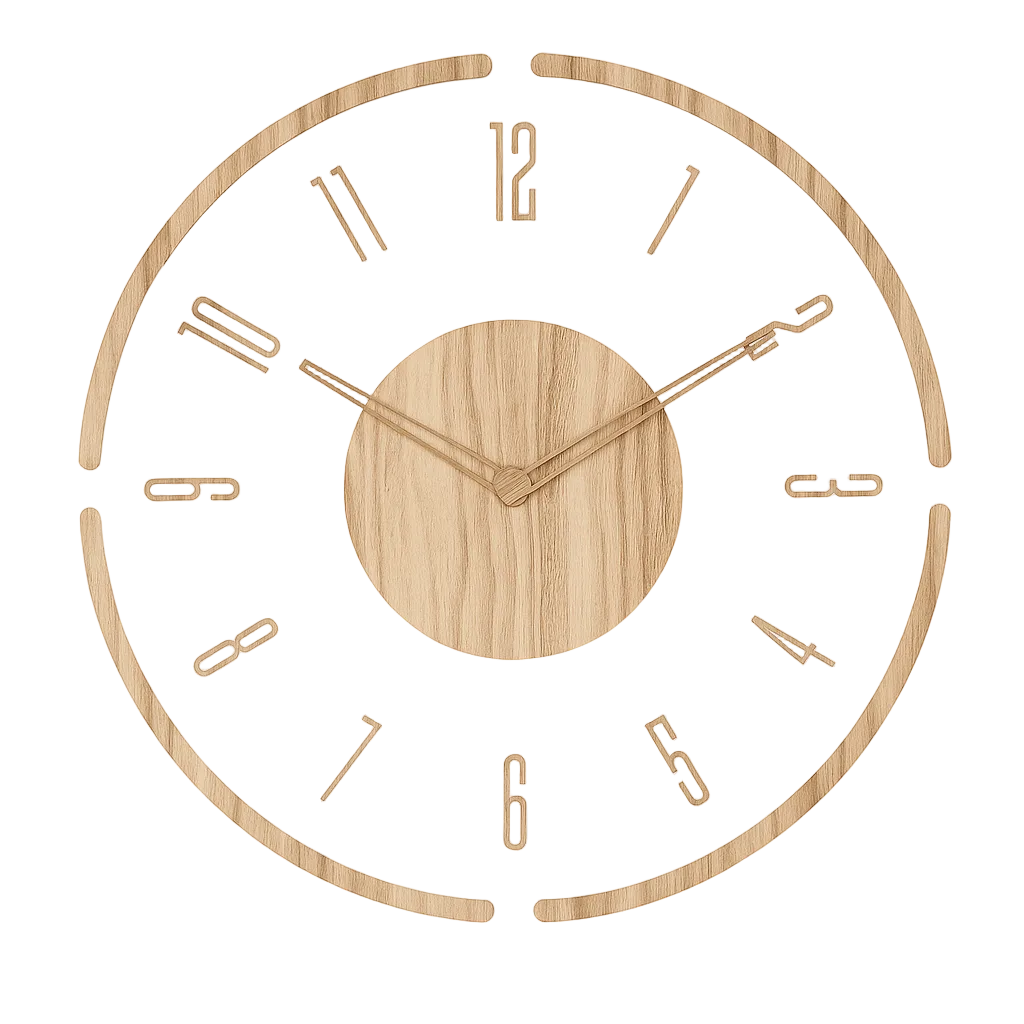 Stort Vægur i Naturligt Træ – Lydløst Design til Stue og Kontor, Skandinavisk Minimalisme 3