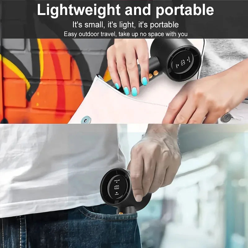 Bærbar mini-håndvifte med digitalt display – set forfra