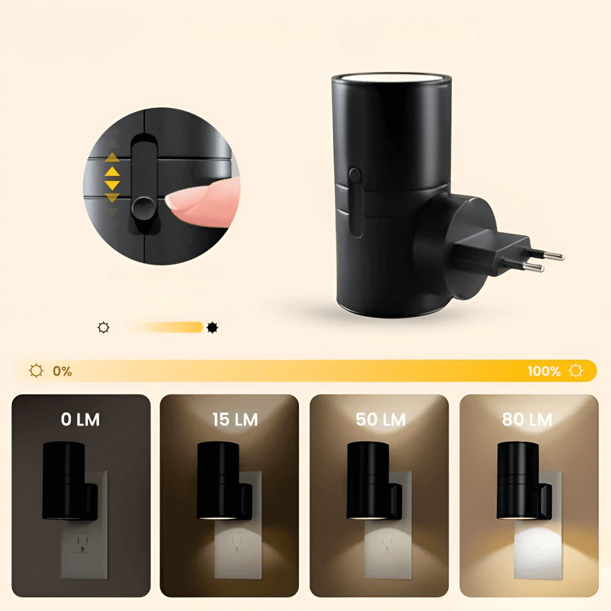 Lunara LED natlampe – energibesparende 1 watt natbelysning