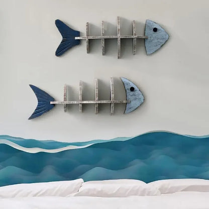 Væghylde i Træ – Elegant 3D Fiskebenshylde til Vægmontering, Perfekt til Stue og Unik Indretning 2