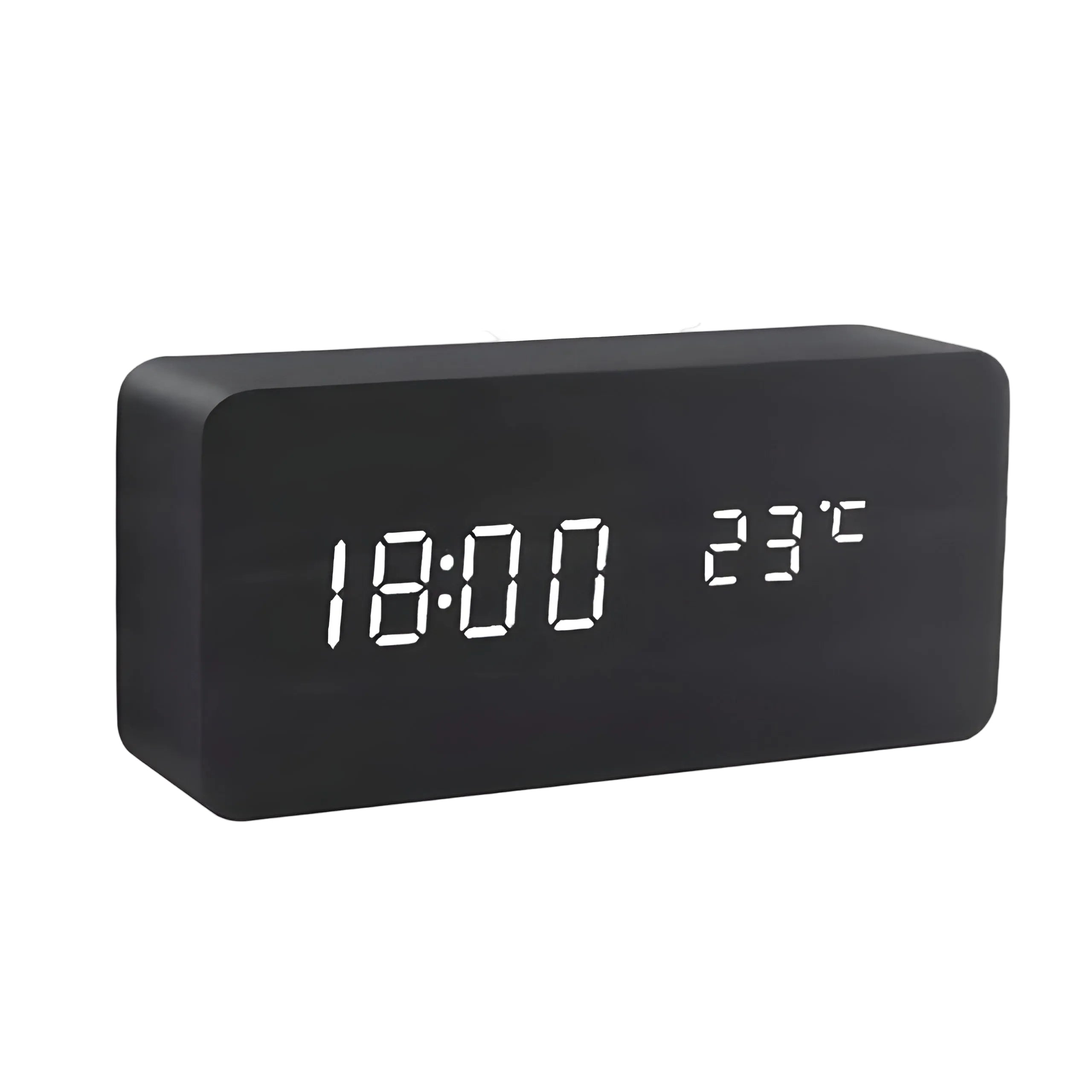 Vækkeur med Lys – Elegant Træeffekt LED Ur med Justerbar Lysstyrke og Temperaturvisning til Dit Hjem