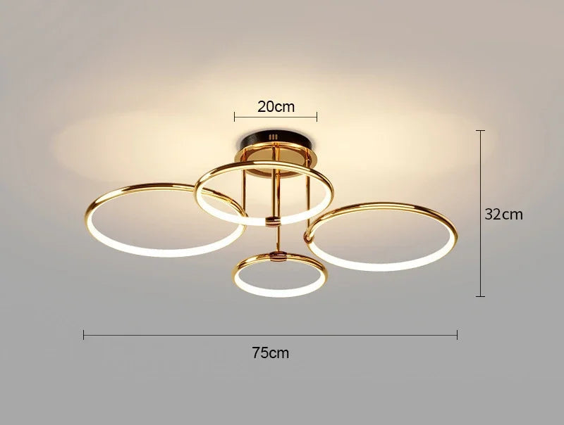 Guldfarvet LED-lysekrone til stuen – moderne geometrisk design med hyggeligt lys, billede 6