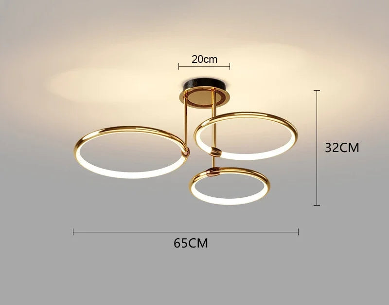 Guldfarvet LED-lysekrone til stuen – moderne geometrisk design med hyggeligt lys, billede 8