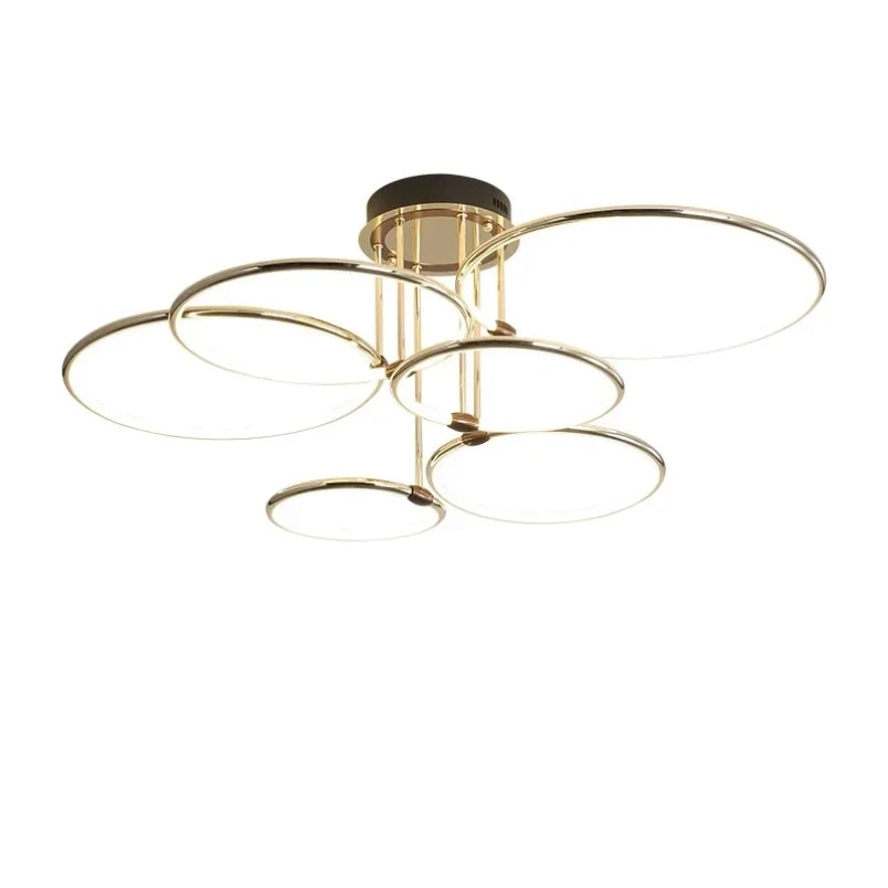Guldfarvet LED-lysekrone til stuen – moderne geometrisk design med hyggeligt lys, billede 9
