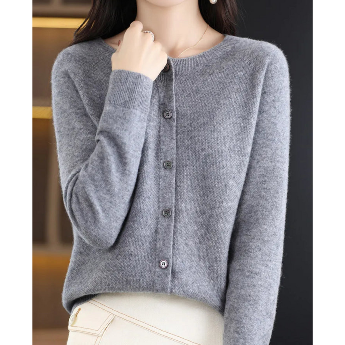 Cashmere-look pullover til kvinder – hvid farvevariant