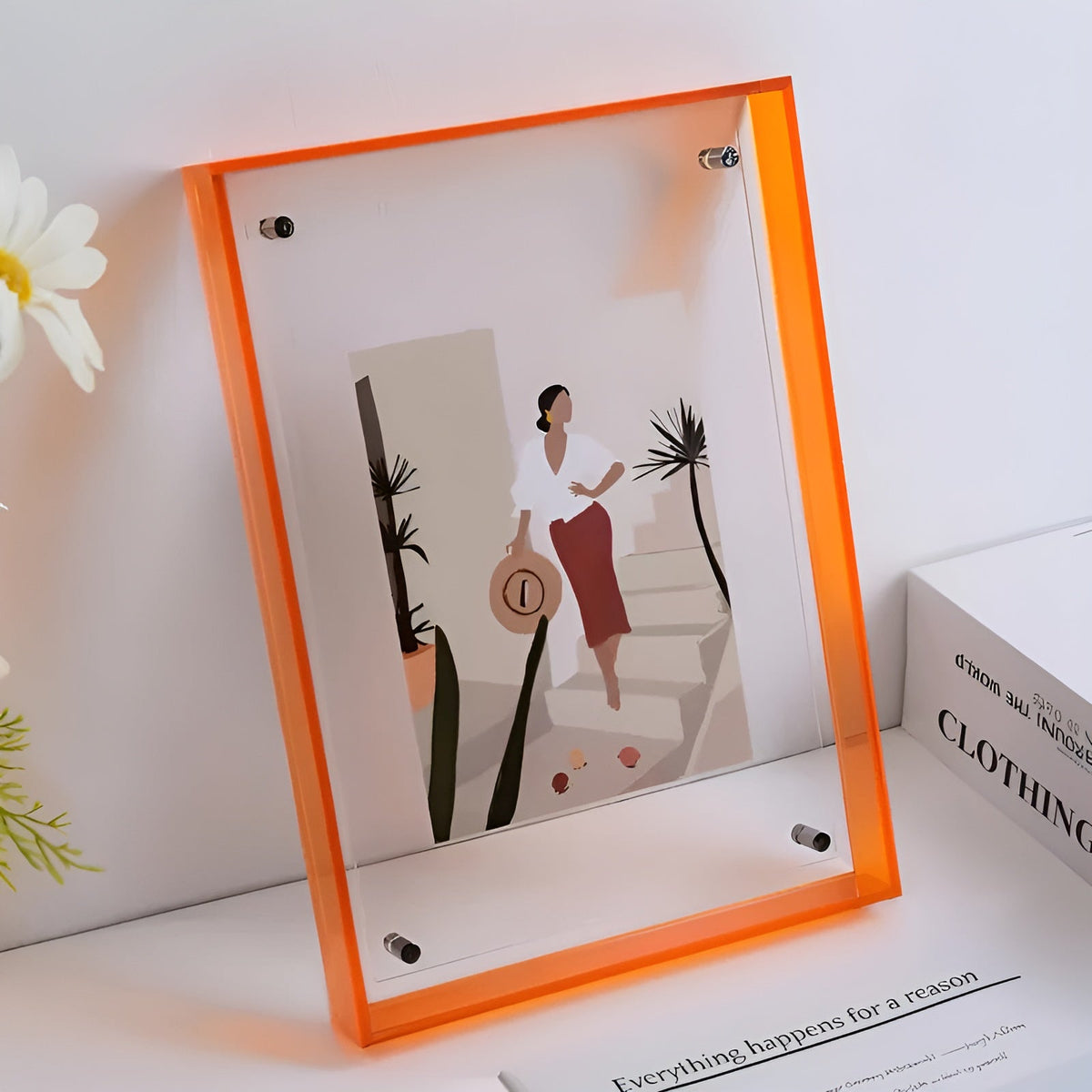 Akryl fotoramme 16x21 cm i orange – neon retro-design