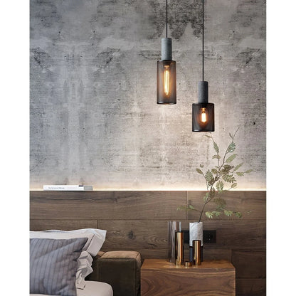 Akselund Pendellampe – Nordisk Vintage Loftlampe i Cement og Metal -